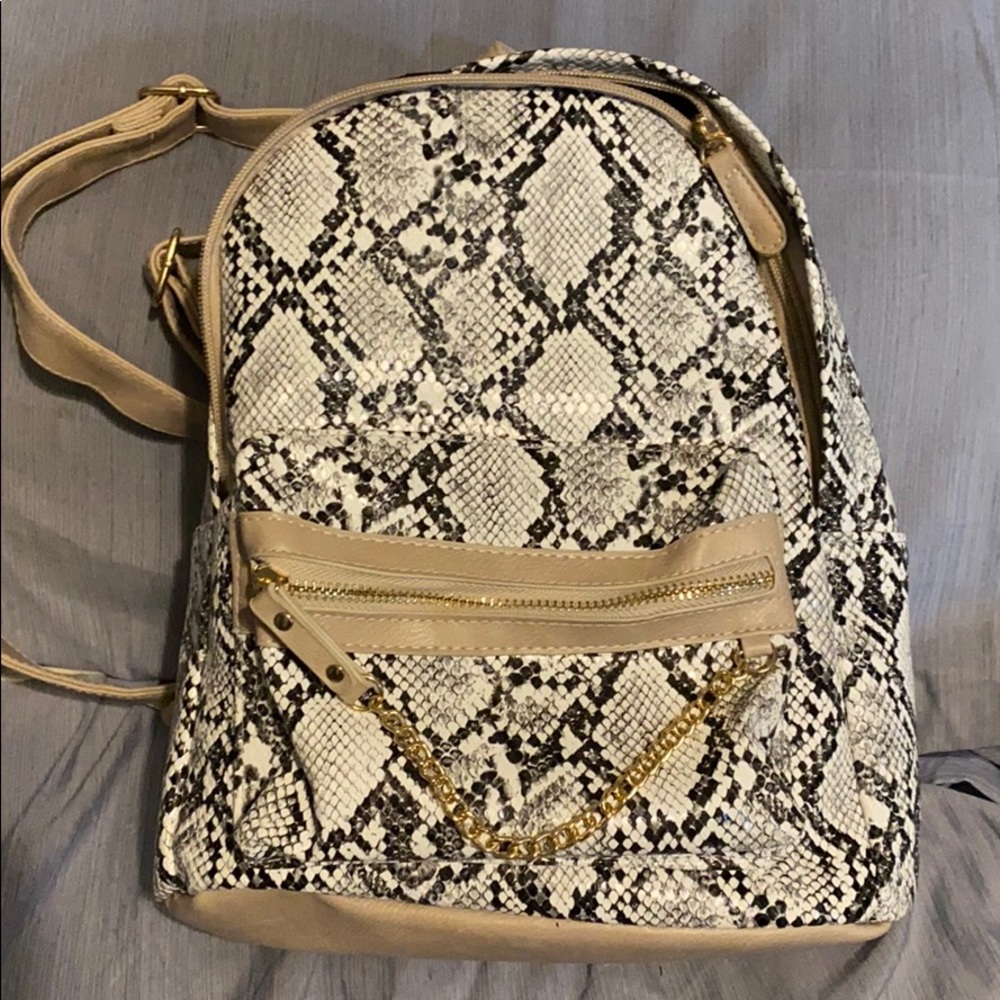 Snake print backpack purse